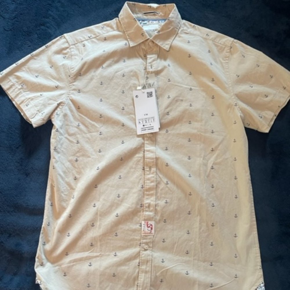 Small Cactus Man by Ricky Singh Tan Anchor Print Button Down